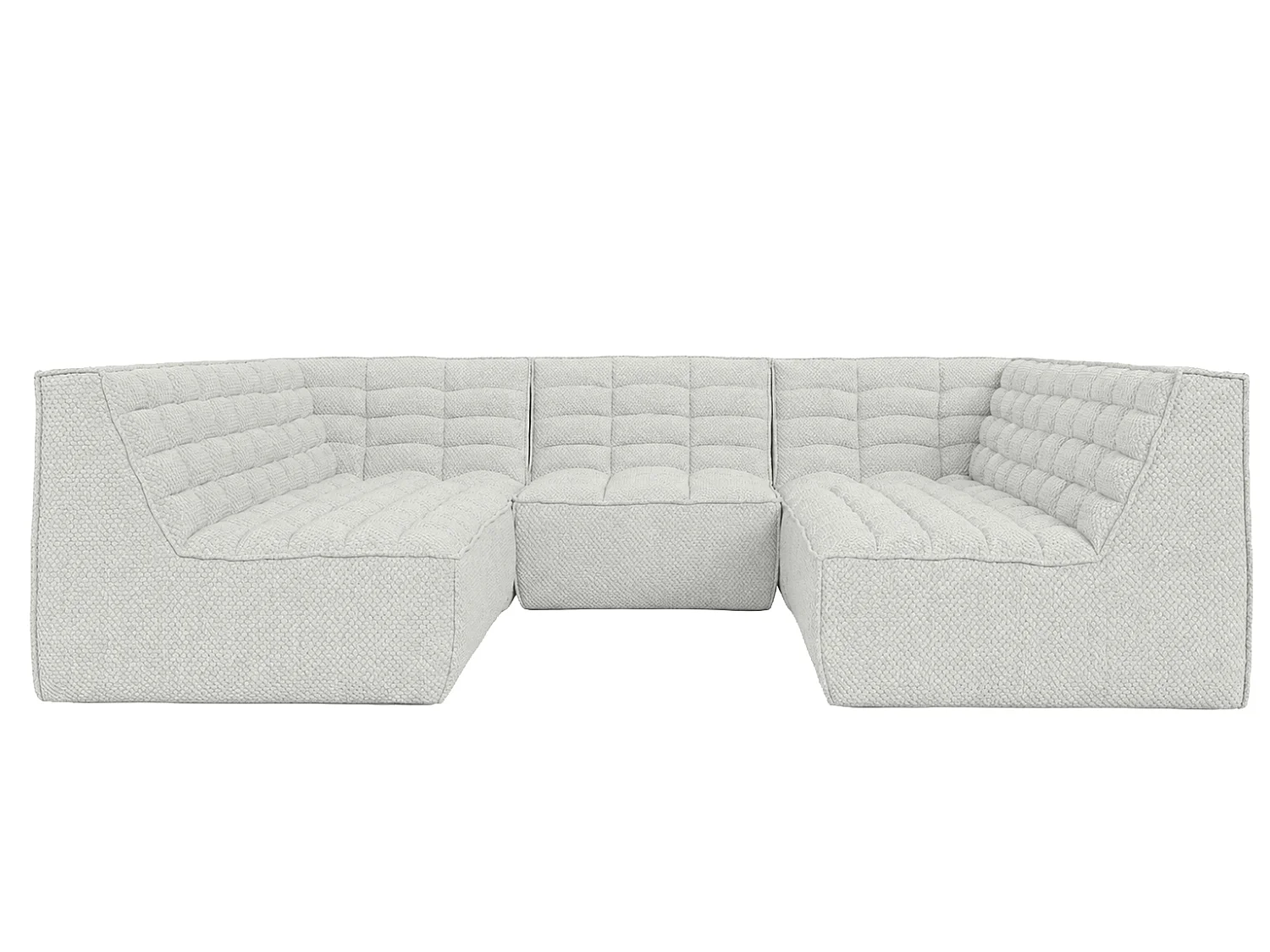 Canapé d’angle modulable Corner en U, tissu peluche Pop, blanc glacé, LAZY U CORNER