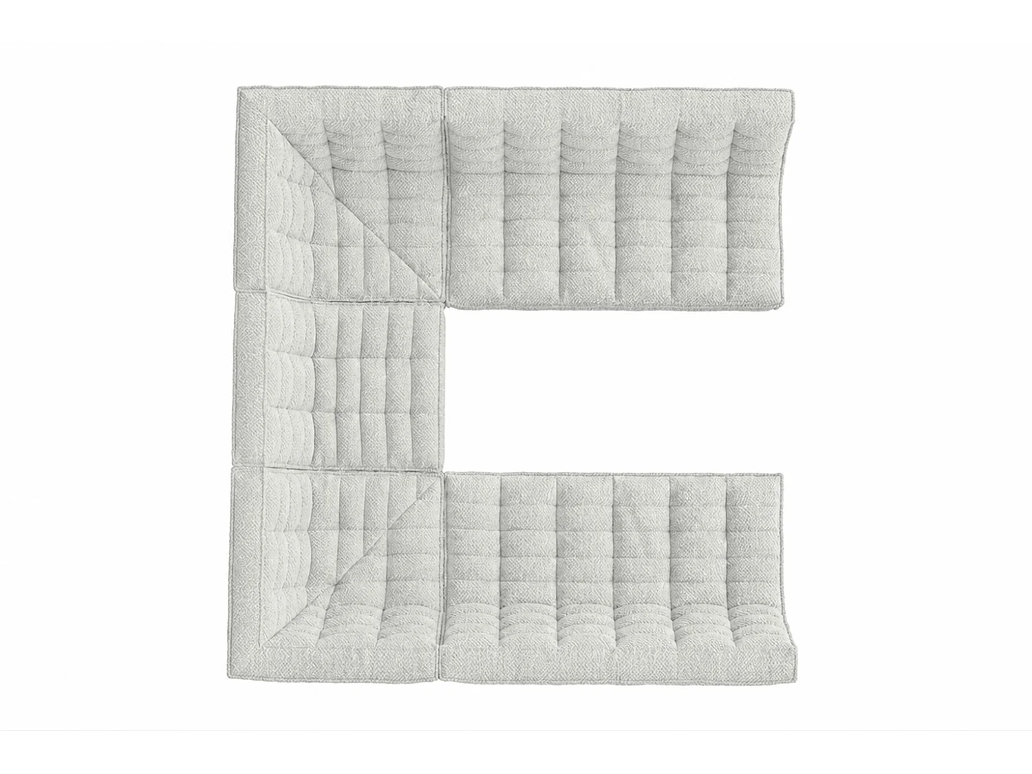 Canapé d’angle modulable Corner en U, tissu peluche Pop, blanc glacé, LAZY U CORNER