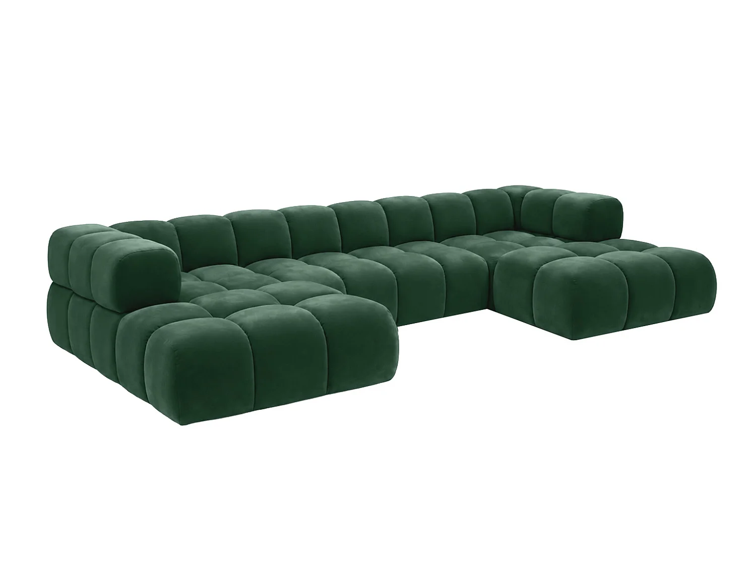 Divano angolare a U, tessuto velluto Bluvel, verde, Averro U XL
