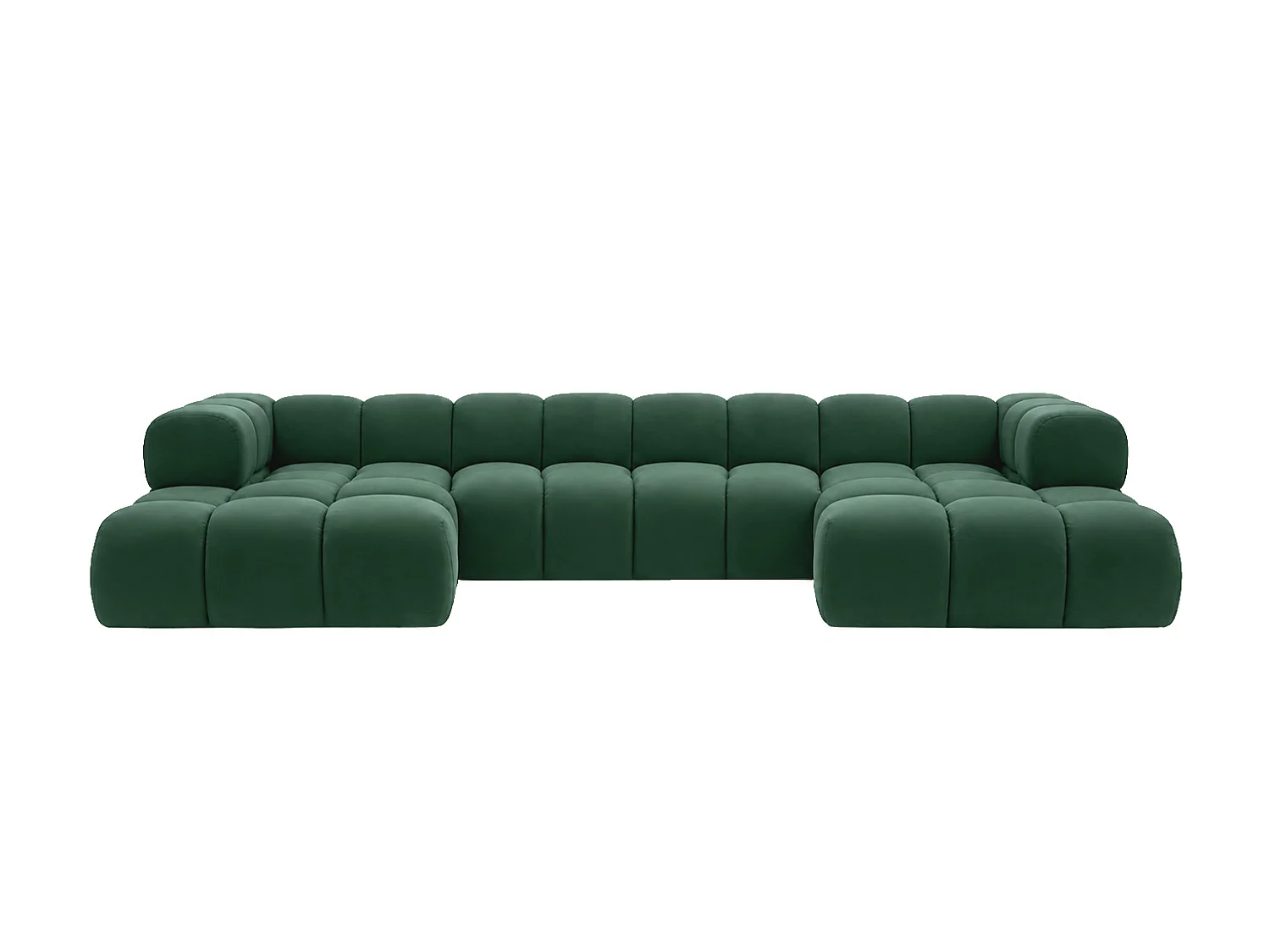 Divano angolare a U, tessuto velluto Bluvel, verde, Averro U XL
