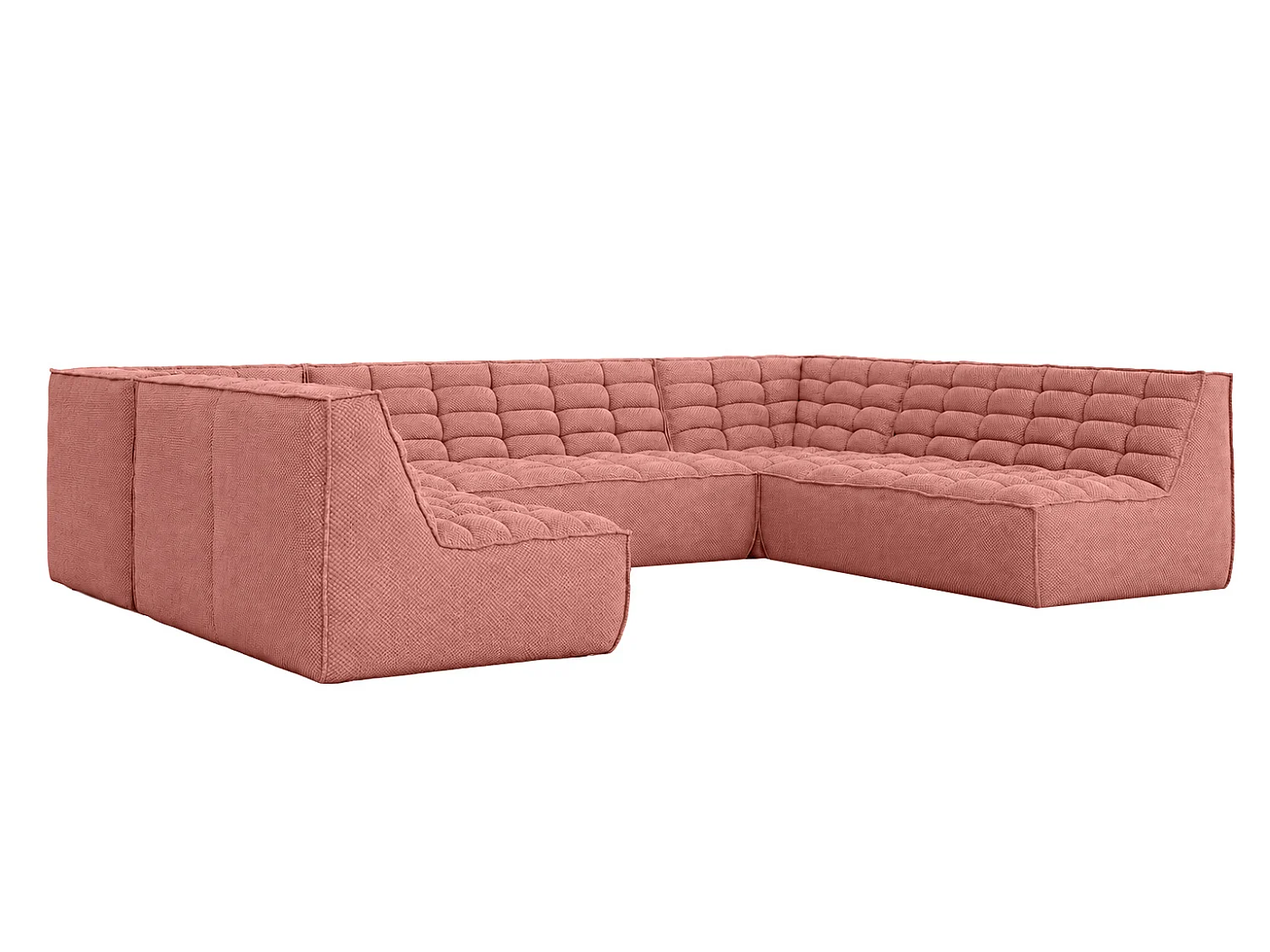 Canapé d’angle modulable U XL en U, tissu peluche Pop, rose, LAZY U XL