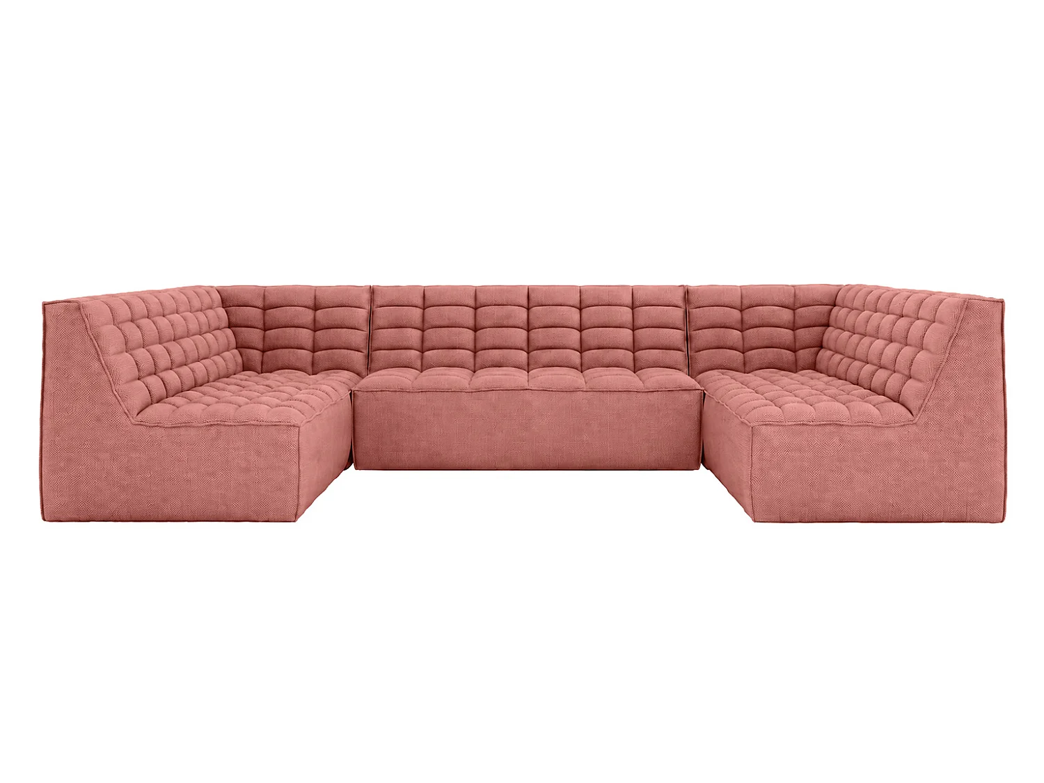 Canapé d’angle modulable U XL en U, tissu peluche Pop, rose, LAZY U XL