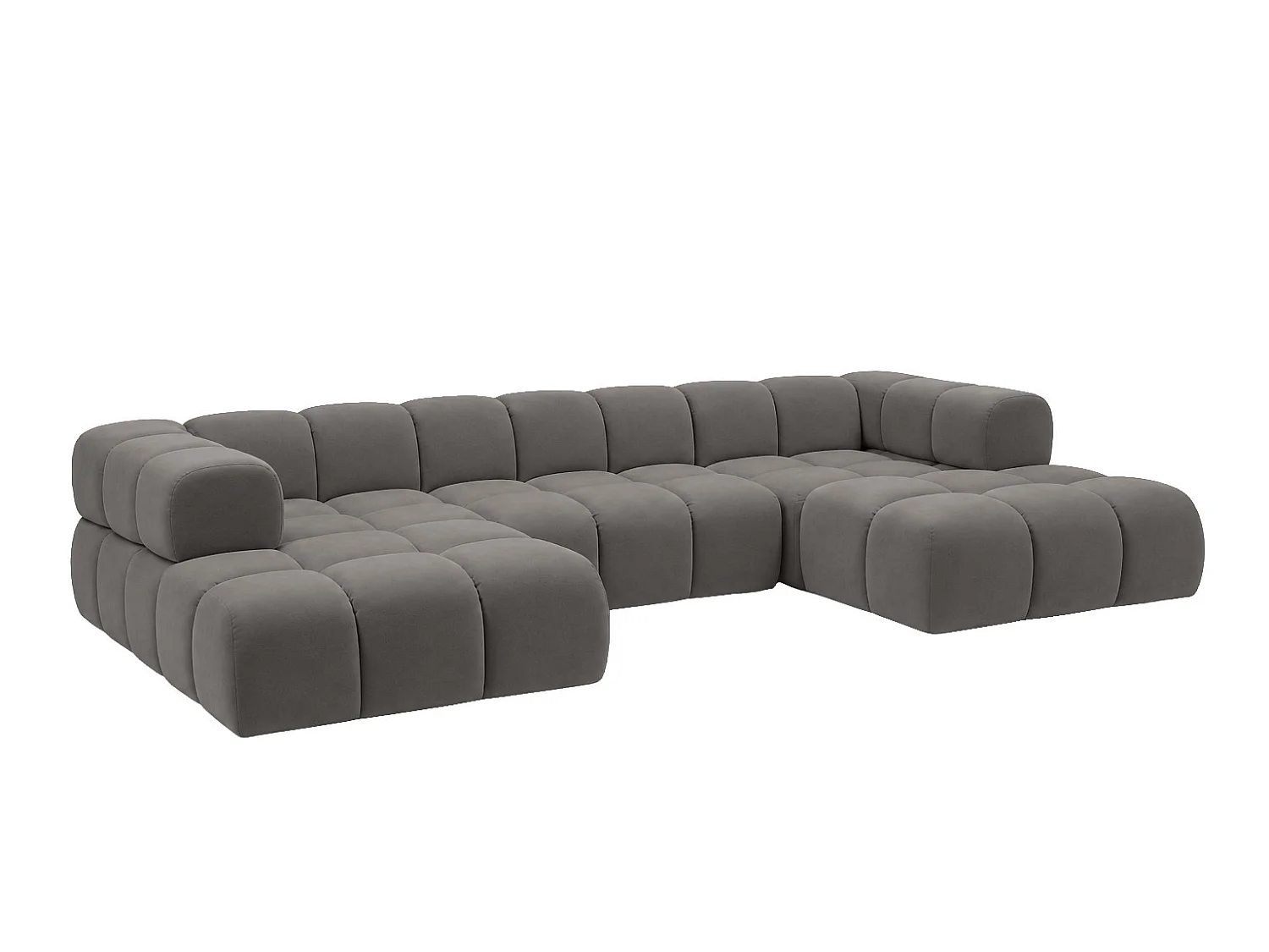 Divano angolare a U, tessuto velluto Bluvel, grigio cenere, Averro U