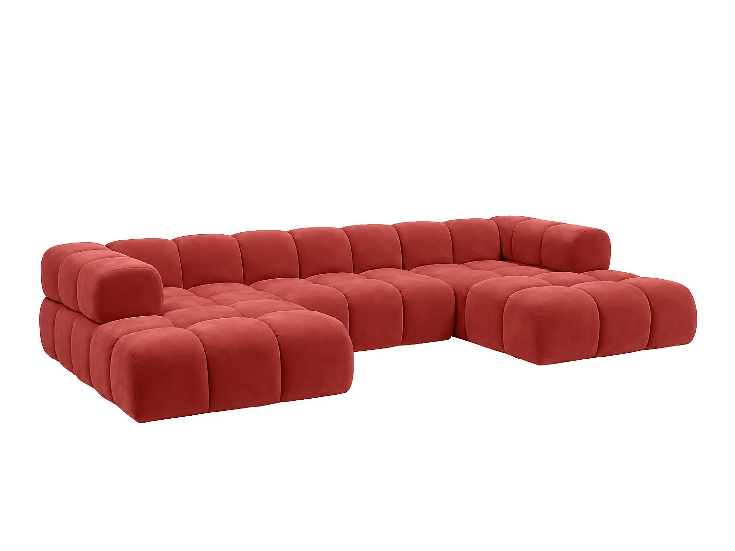 Divano angolare a U, tessuto velluto Bluvel, rosso vino, Averro U