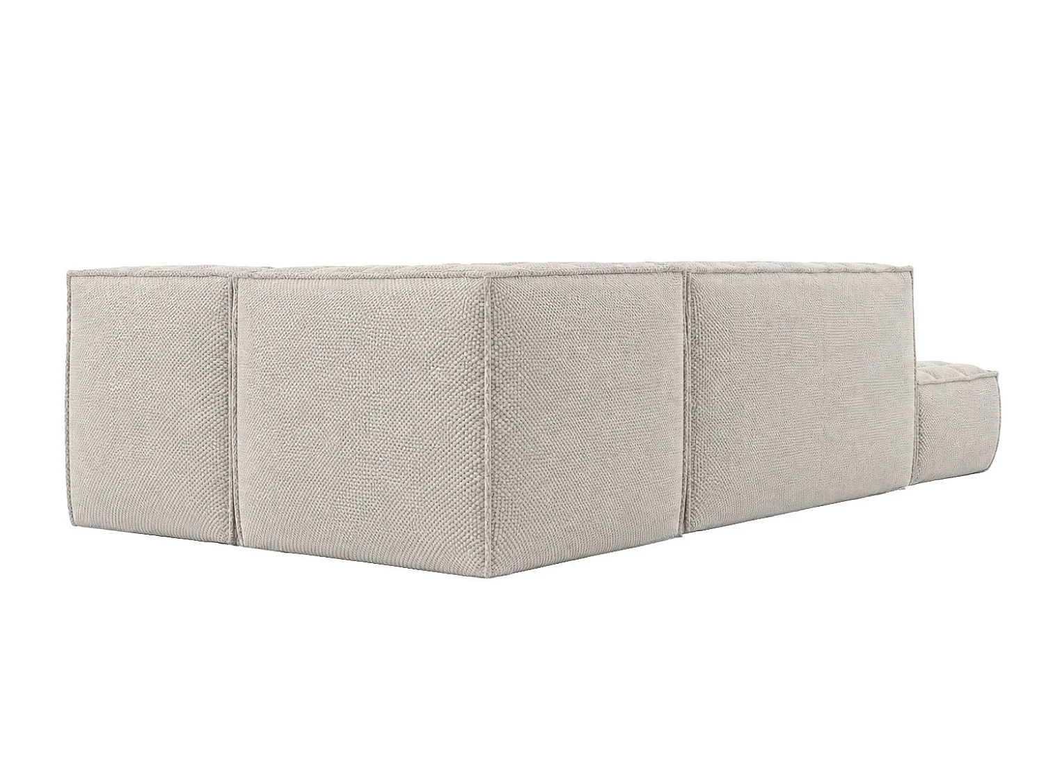 Canapé d’angle modulable en L avec pouf, tissu peluche Pop, beige, gauche, LAZY L avec pouf