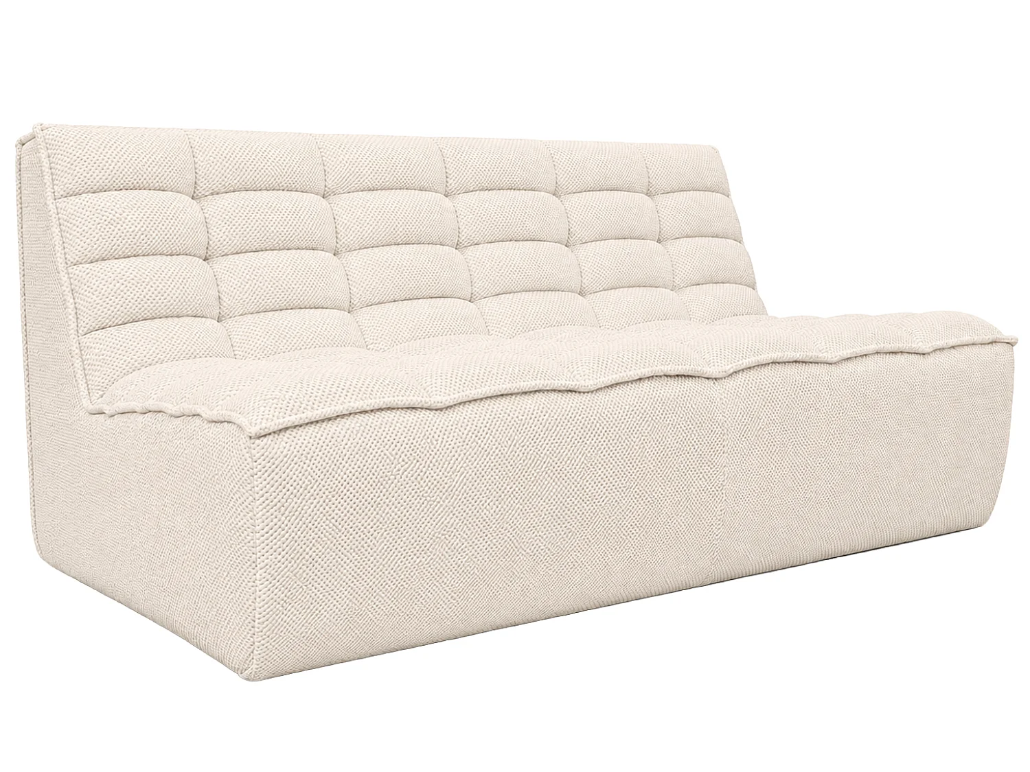 Canapé 2 places modulaire, tissu peluche Pop, crème, LAZY