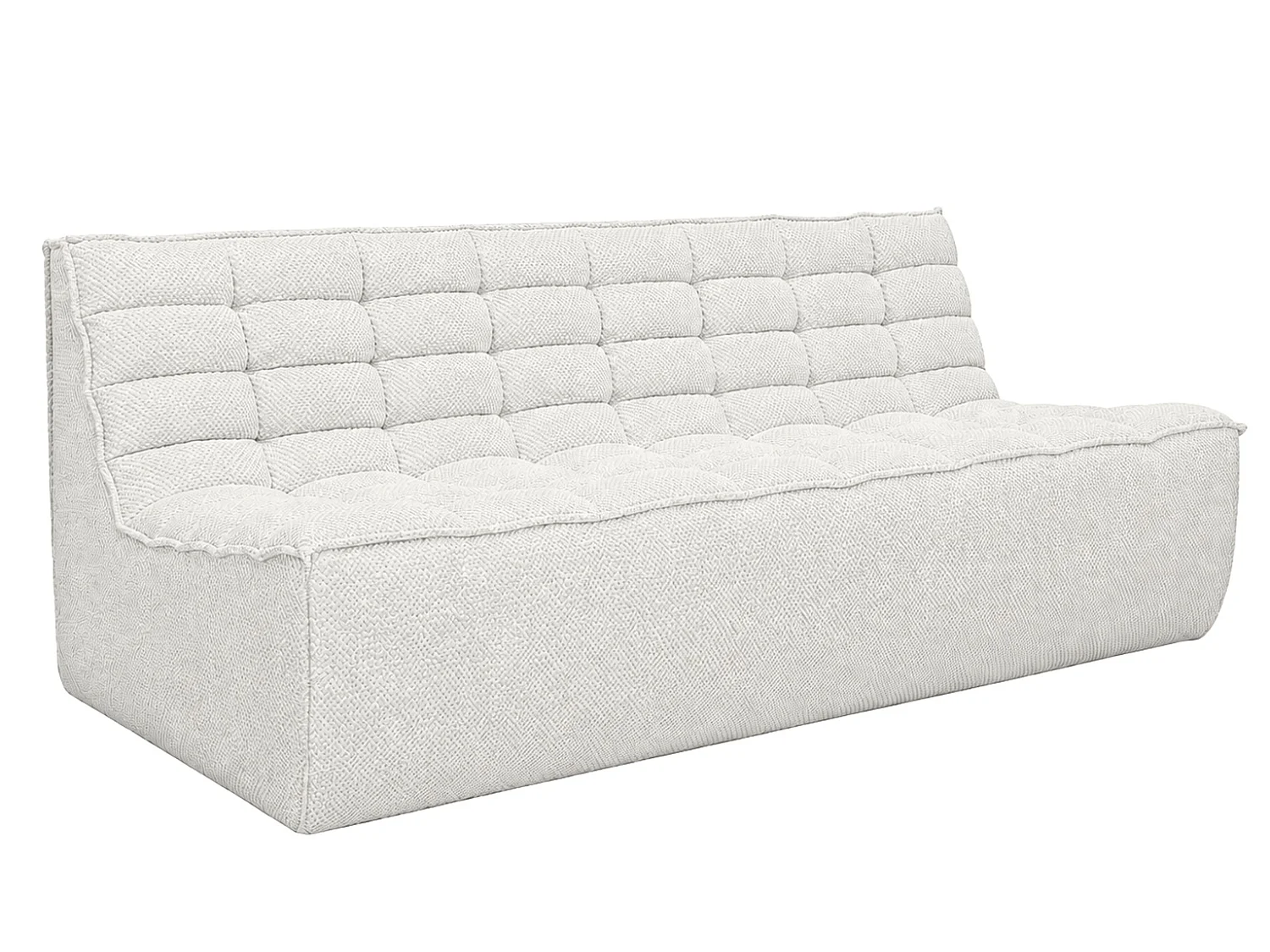 Canapé 3 places modulable, tissu peluche Pop, blanc glacé, LAZY