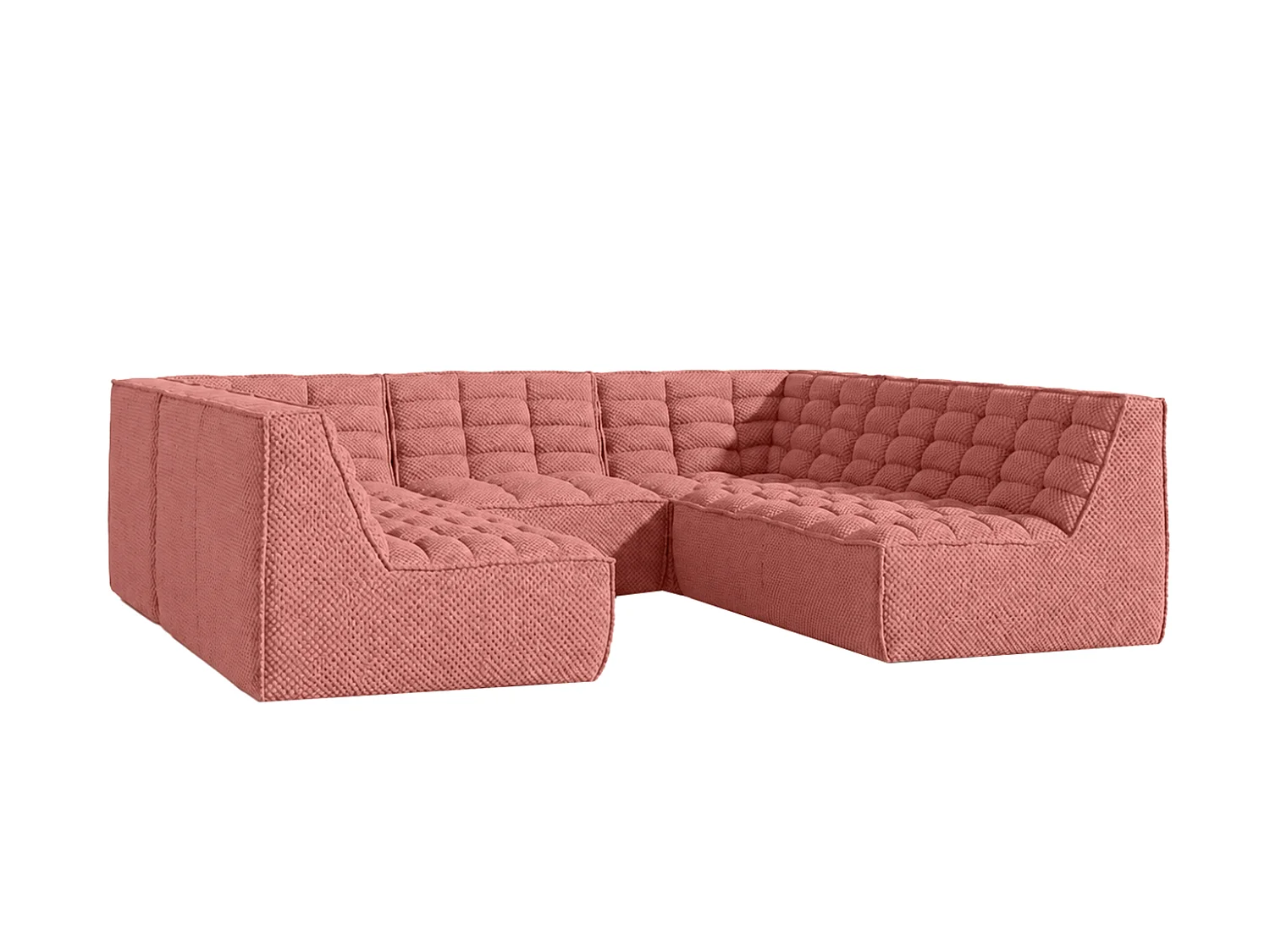 Canapé d’angle modulable Corner en U, tissu peluche Pop, rose, LAZY U CORNER