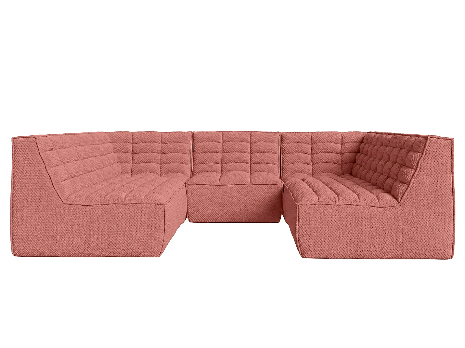 Canapé d’angle modulable Corner en U, tissu peluche Pop, rose, LAZY U CORNER