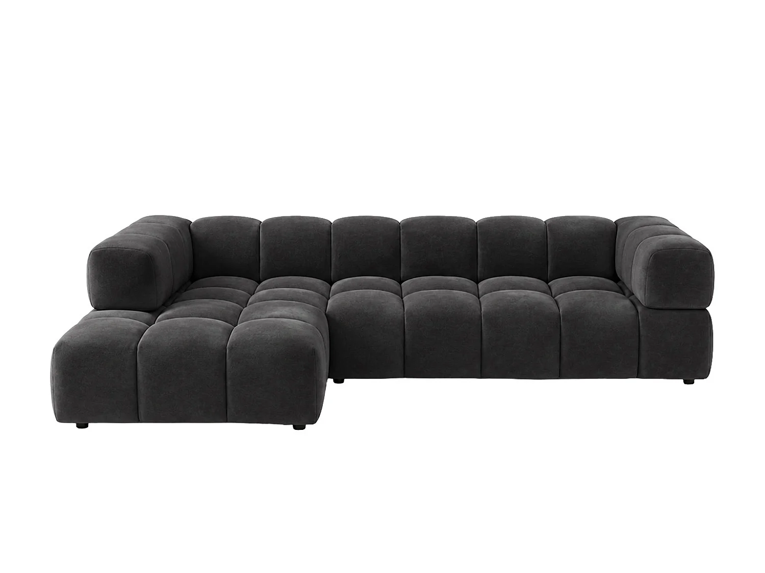 Divano angolare a L, tessuto velluto Bluvel, nero, sinistra, Averro XL