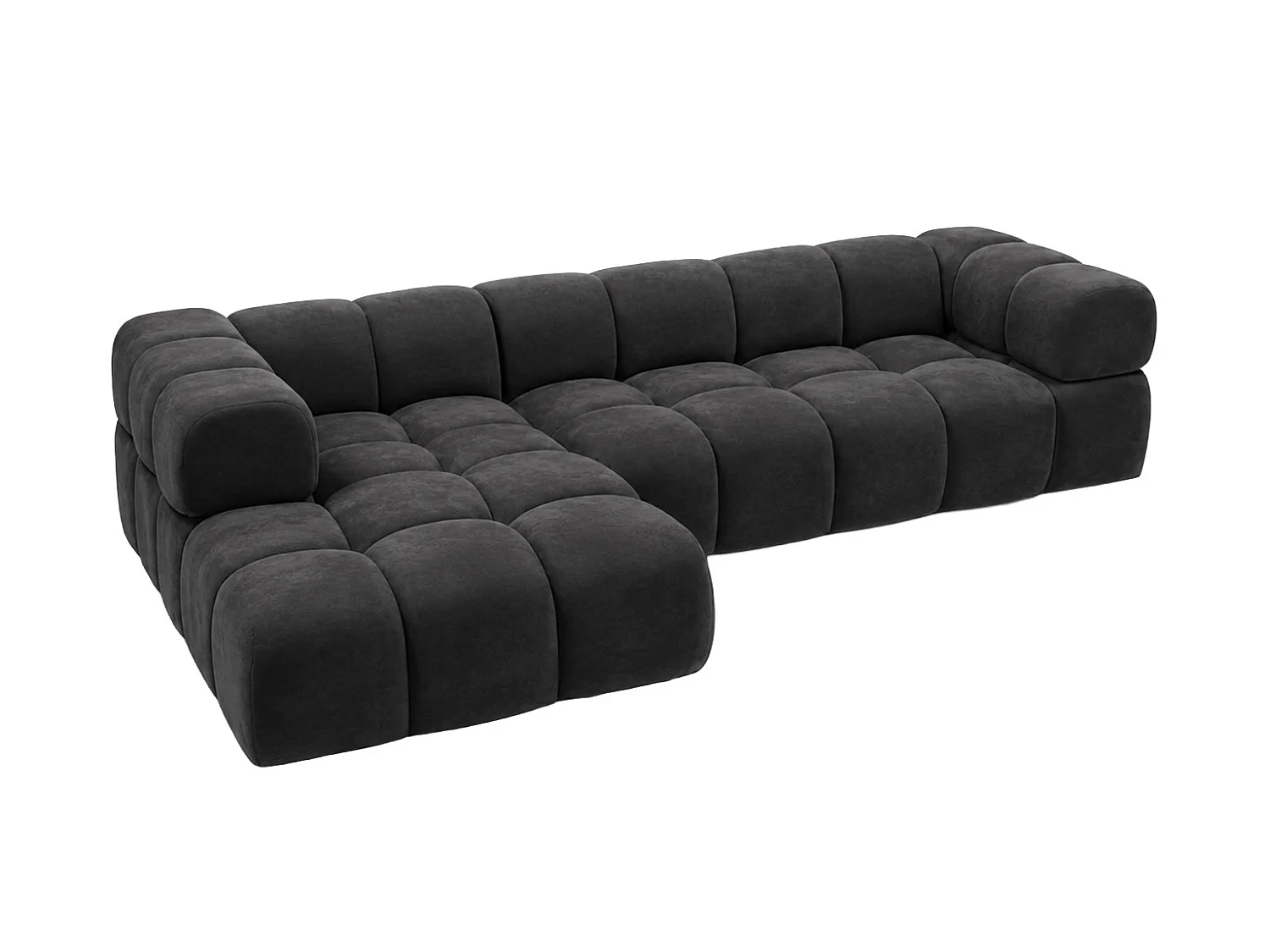 Divano angolare a L, tessuto velluto Bluvel, nero, sinistra, Averro XL