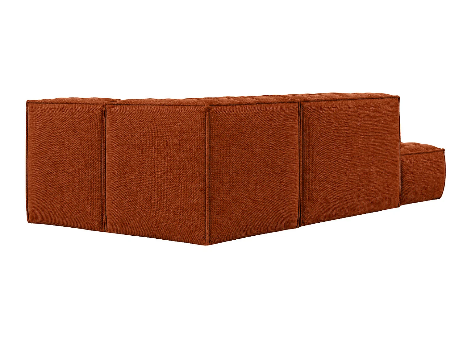 Canapé d’angle modulable en L avec pouf, tissu peluche Pop, cuivre, gauche, LAZY L avec pouf