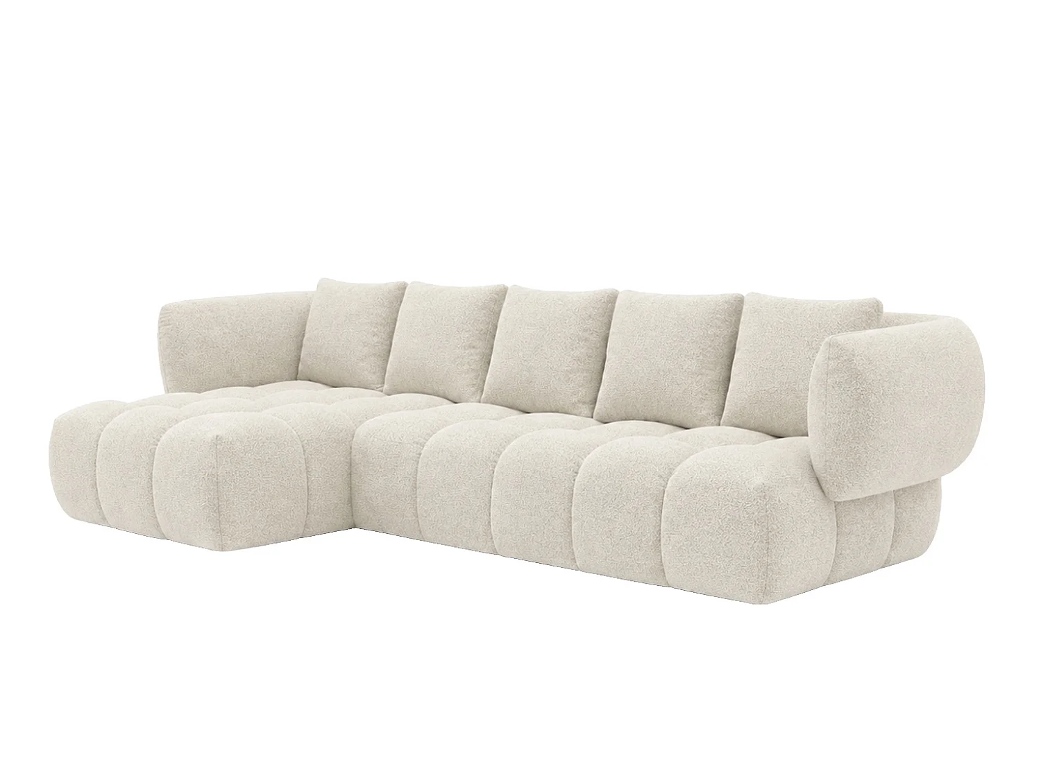 Canapé d’angle en L, tissu chenille Puente, écru, gauche, SEVIO L