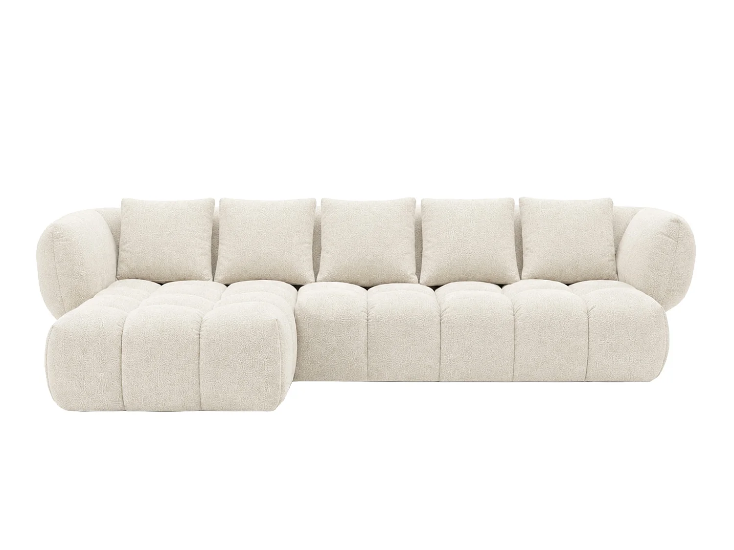 Canapé d’angle en L, tissu chenille Puente, écru, gauche, SEVIO L