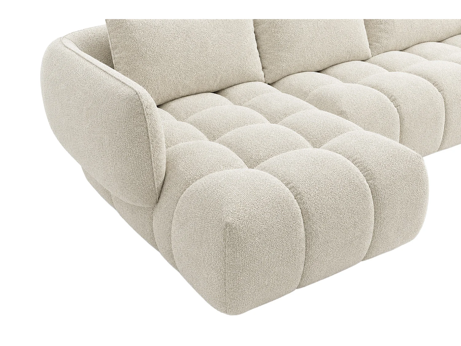 Canapé d’angle en L, tissu chenille Puente, écru, gauche, SEVIO L