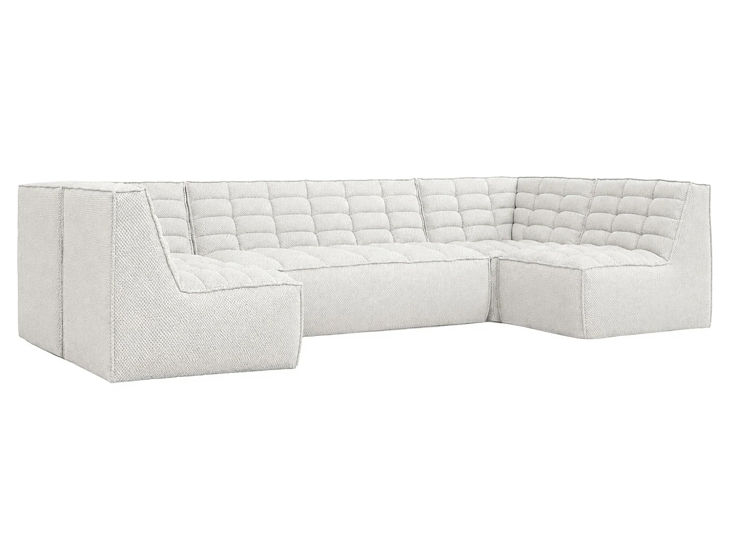 Canapé d’angle modulable en U, tissu peluche Pop, blanc glacé, LAZY U