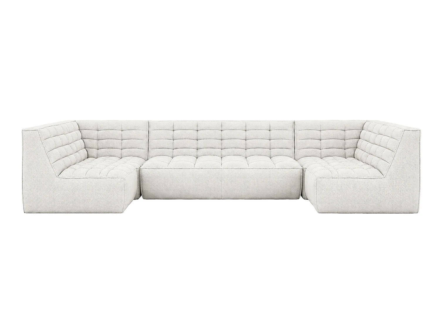 Canapé d’angle modulable en U, tissu peluche Pop, blanc glacé, LAZY U
