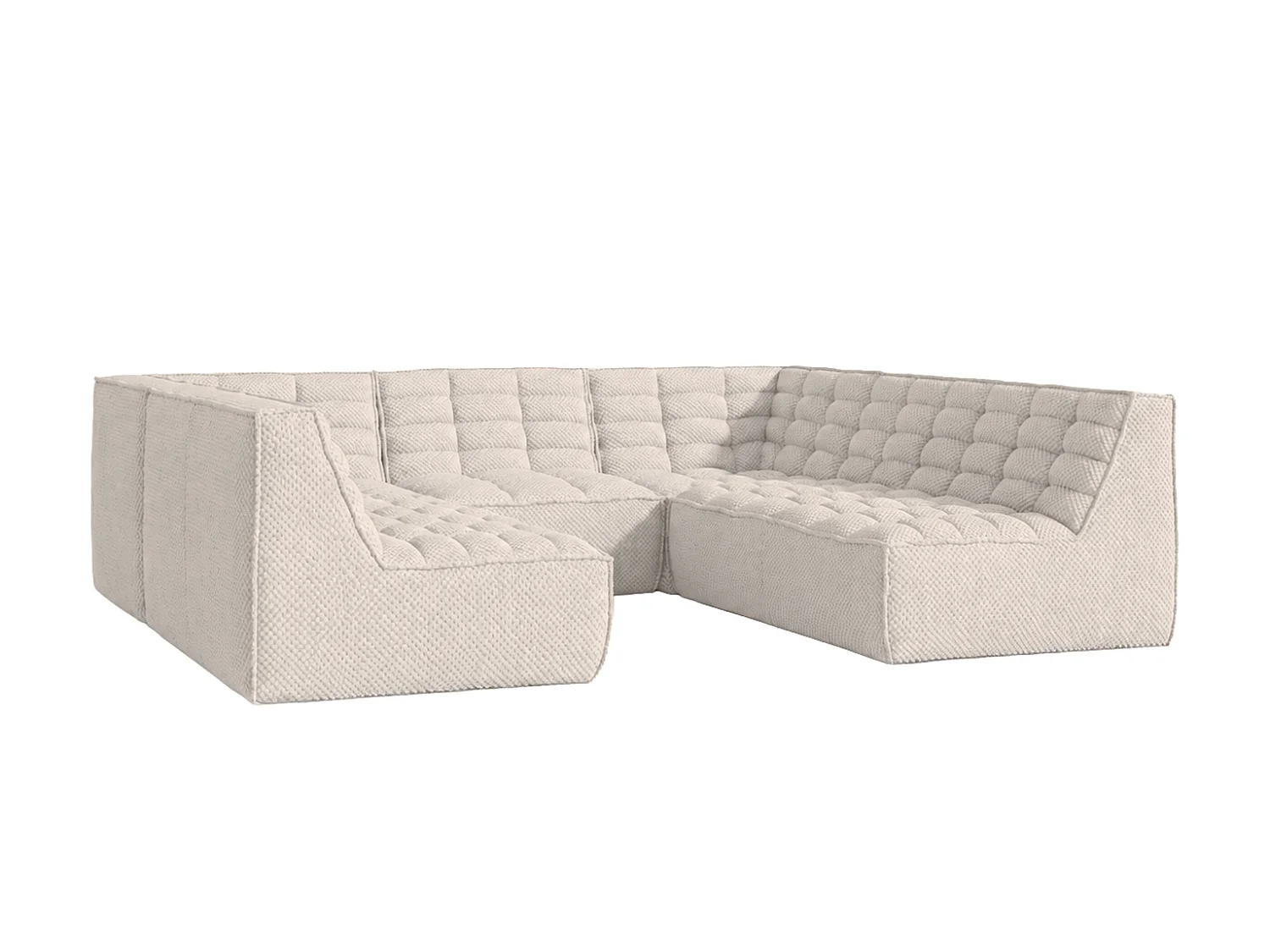 Canapé d’angle modulable Corner en U, tissu peluche Pop, beige, LAZY U CORNER