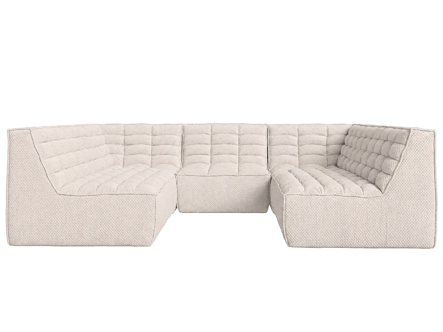 Canapé d’angle modulable Corner en U, tissu peluche Pop, beige, LAZY U CORNER