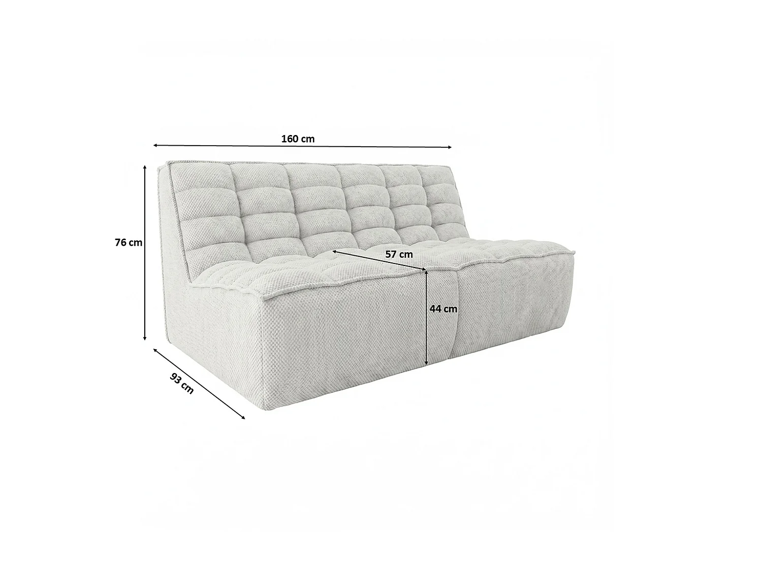 Canapé 2 places modulaire, tissu peluche Pop, ice, LAZY