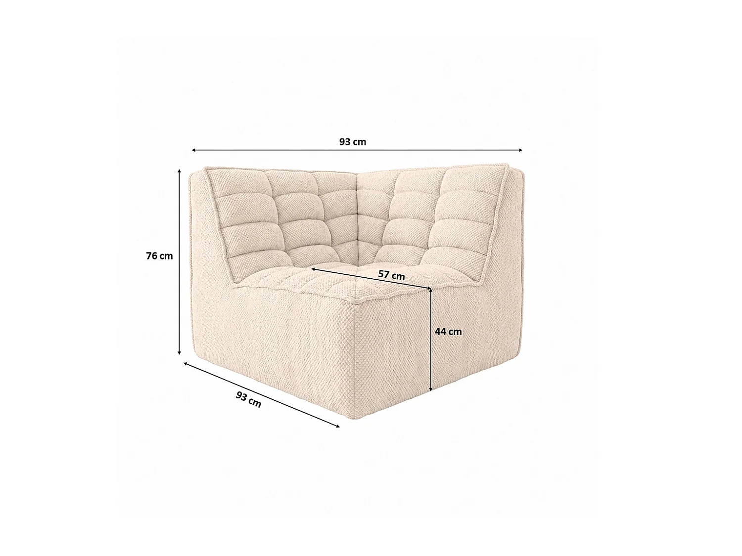 Module d’angle, module, tissu peluche Pop, crème, LAZY