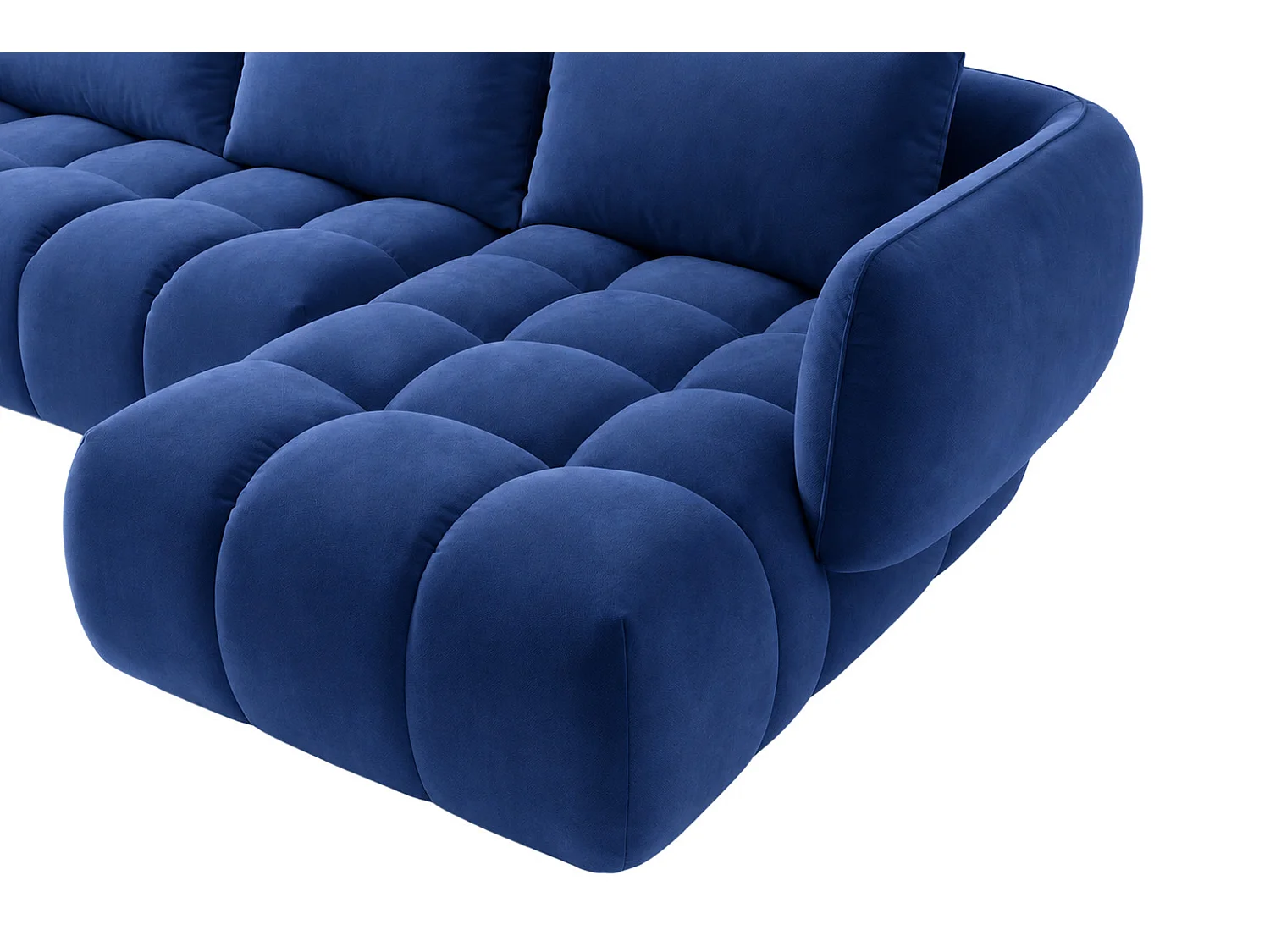 Divano angolare a L, tessuto velluto Bluvel, blu inchiostro, destra, SEVIO L