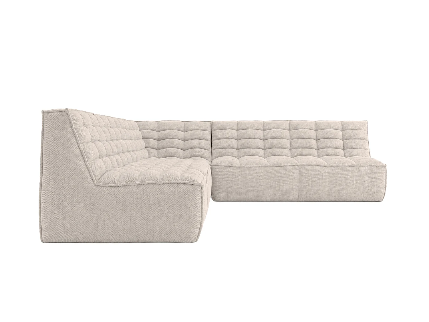 Canapé d’angle modulable en L, tissu peluche Pop, beige, gauche, LAZY L