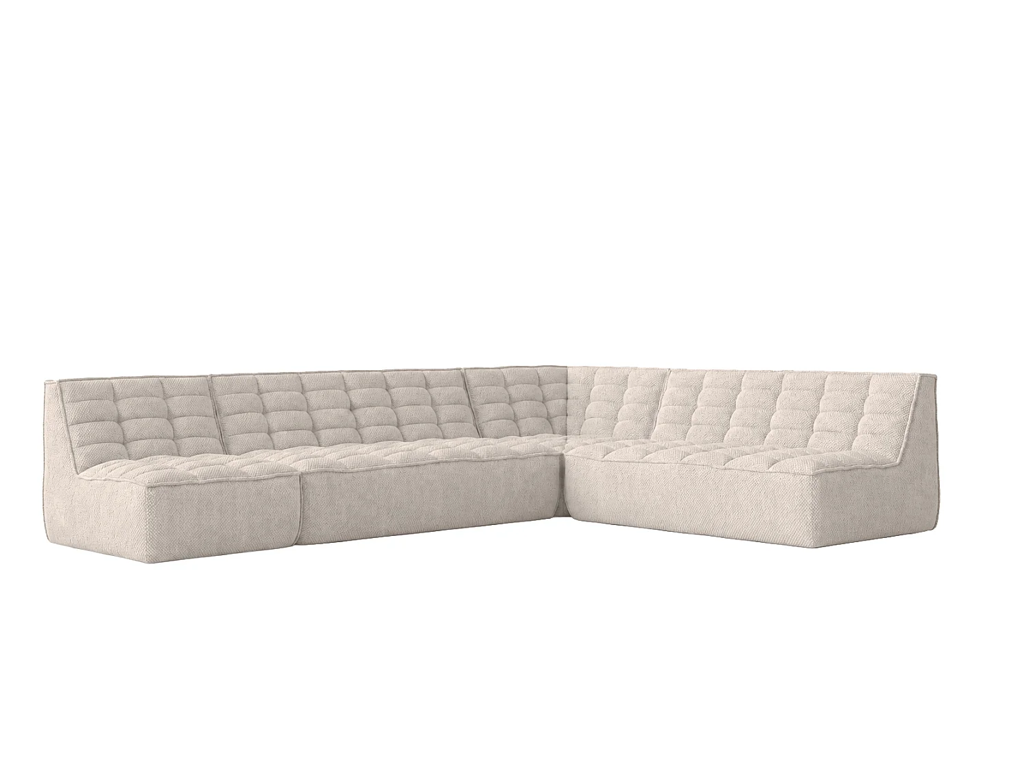 Canapé d’angle modulable en L, tissu peluche Pop, beige, gauche, LAZY L