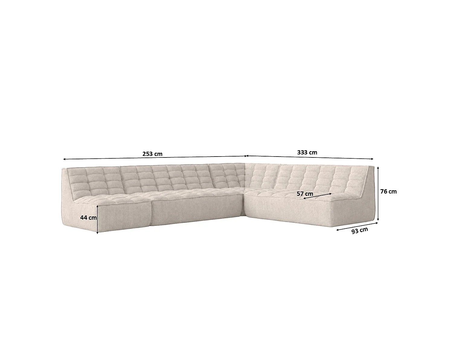 Canapé d’angle modulable en L, tissu peluche Pop, beige, gauche, LAZY L