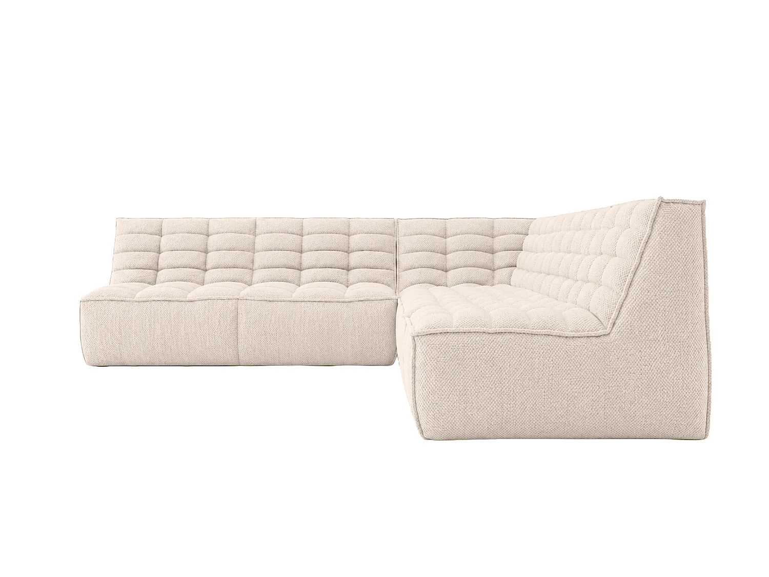 Canapé d’angle modulable en L, tissu peluche Pop, crème, droite, LAZY L