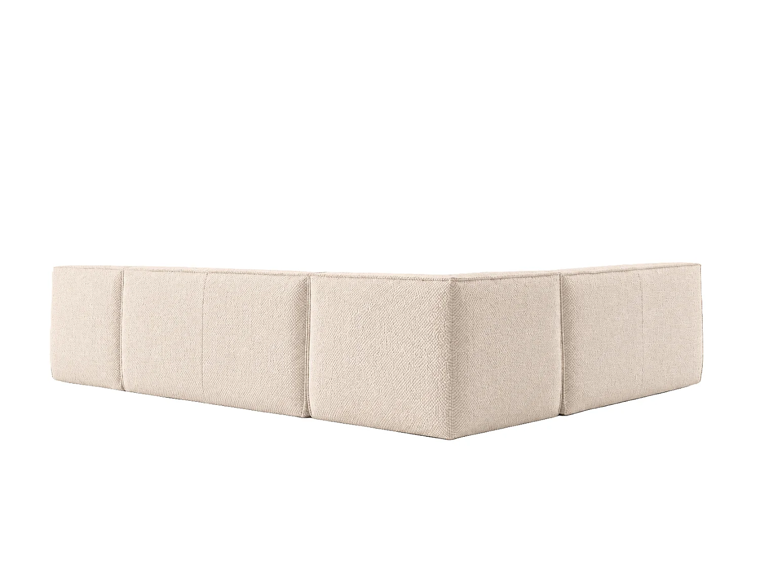 Canapé d’angle modulable en L, tissu peluche Pop, crème, droite, LAZY L