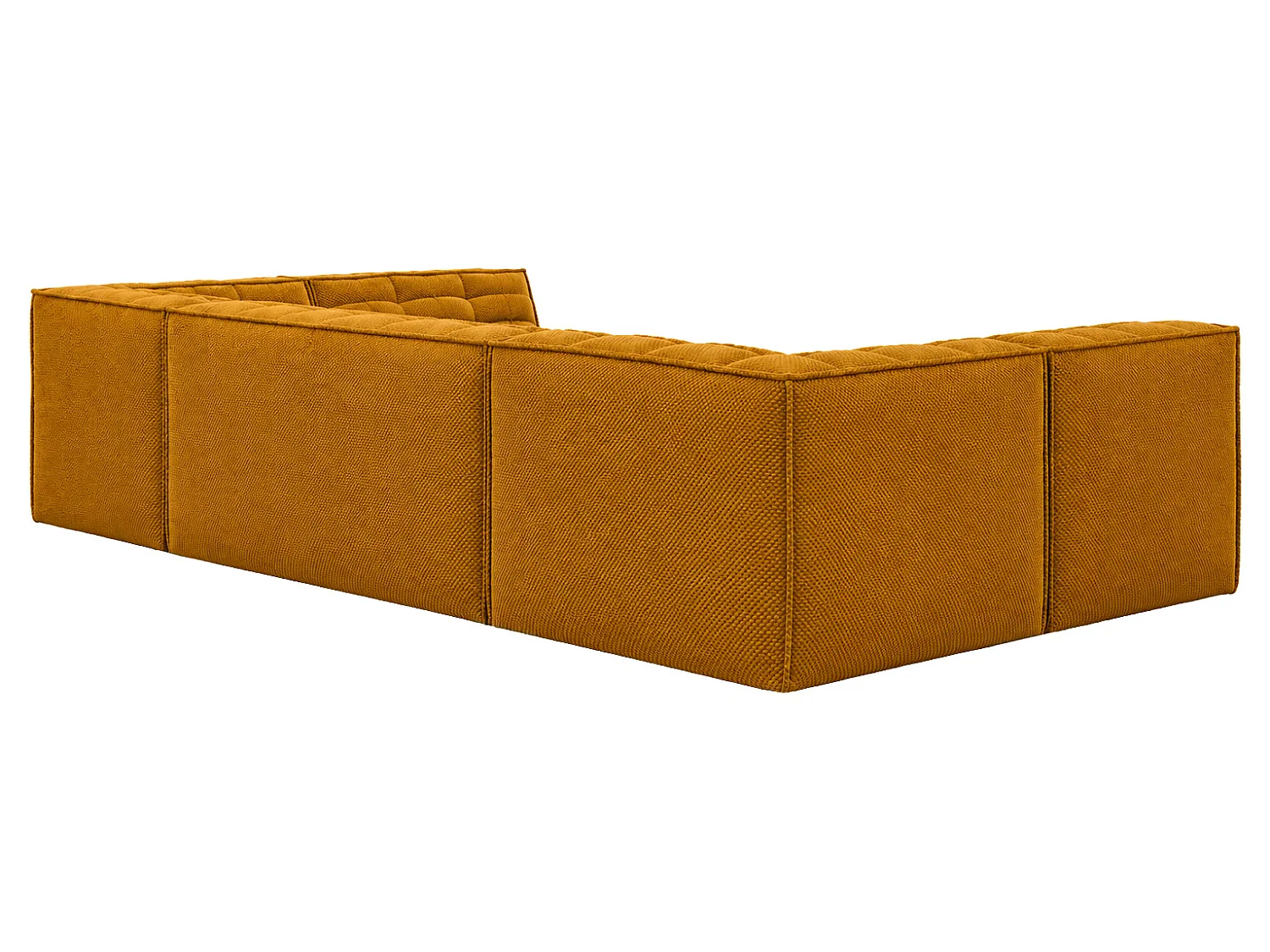Canapé d’angle modulable en U, tissu peluche Pop, moutarde, LAZY U