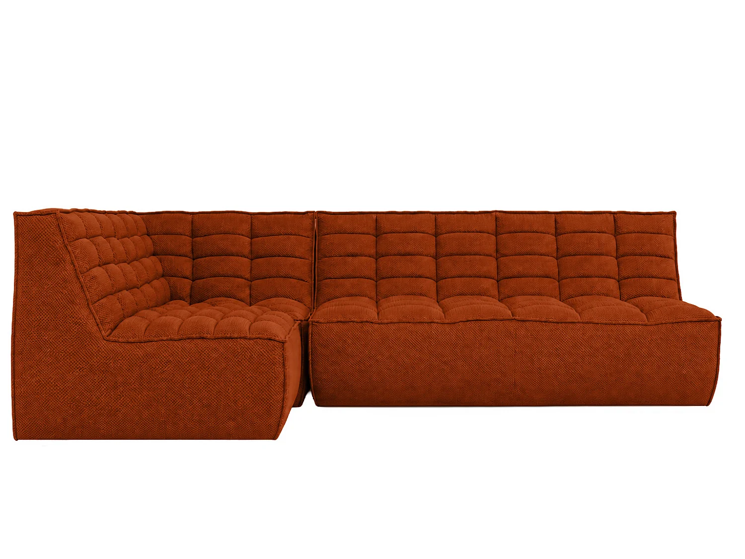 Canapé d’angle modulable en L, tissu peluche Pop, cuivre, gauche, LAZY L mini