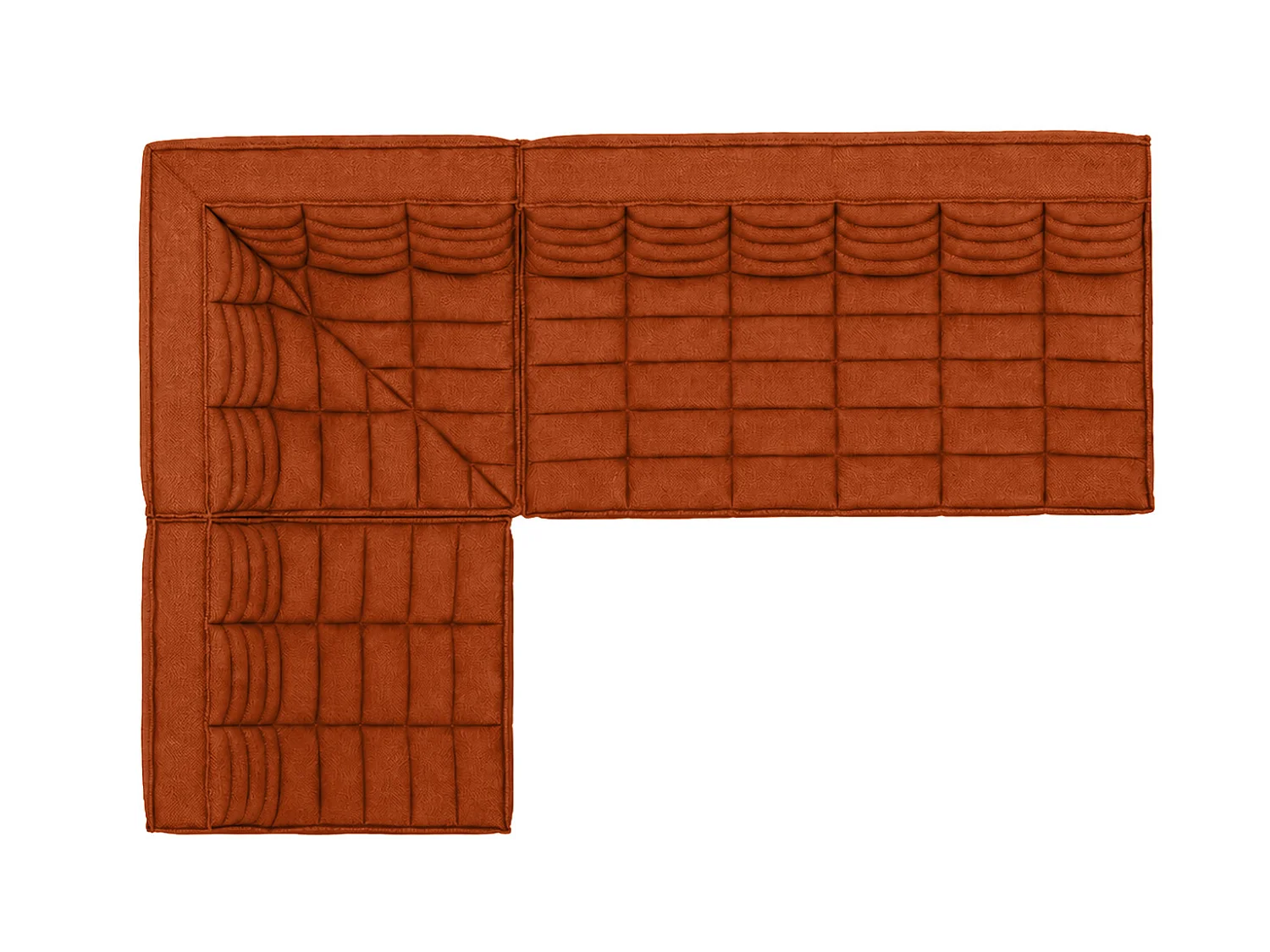 Canapé d’angle modulable en L, tissu peluche Pop, cuivre, gauche, LAZY L mini