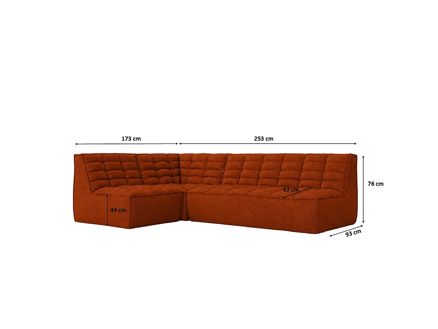 Canapé d’angle modulable en L, tissu peluche Pop, cuivre, gauche, LAZY L mini