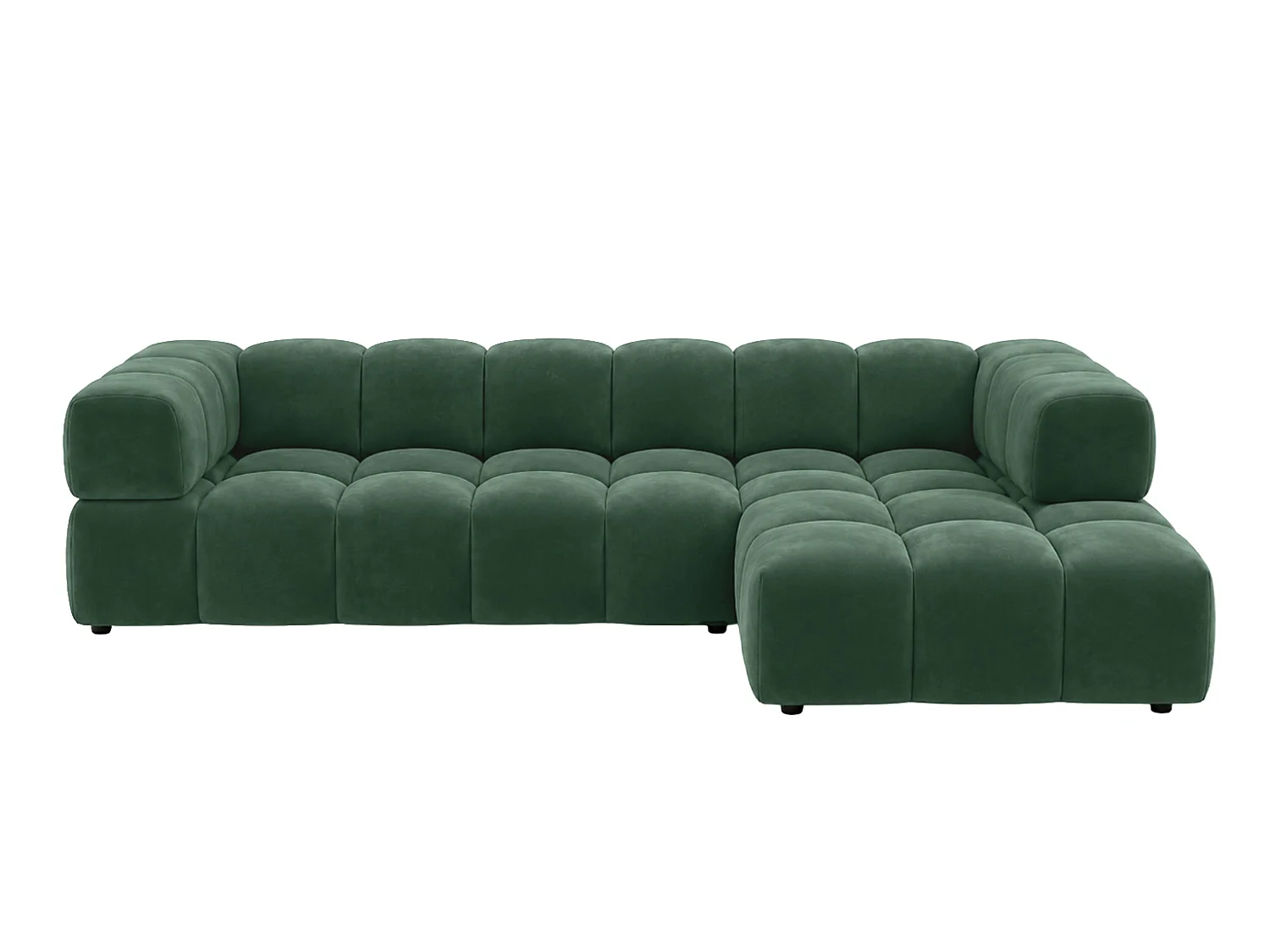 Divano angolare a L, tessuto velluto Bluvel, verde, destra, Averro XL