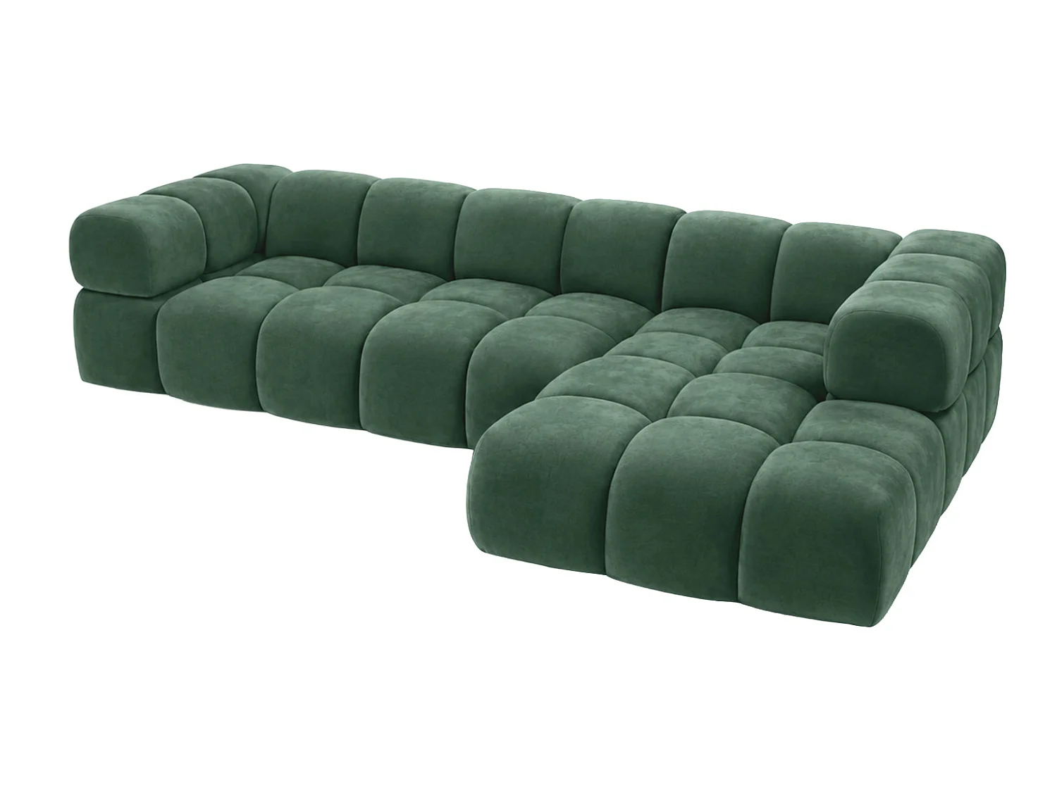 Divano angolare a L, tessuto velluto Bluvel, verde, destra, Averro XL