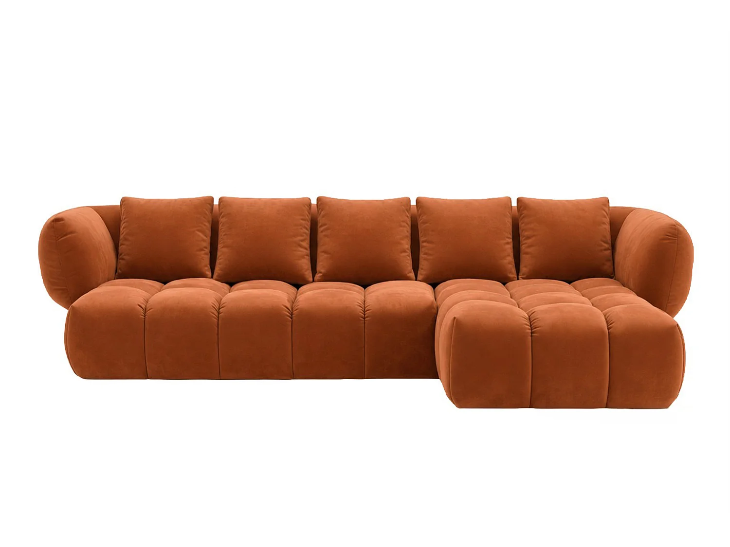 Divano angolare a L, tessuto velluto Bluvel, color cannella, destra, SEVIO L