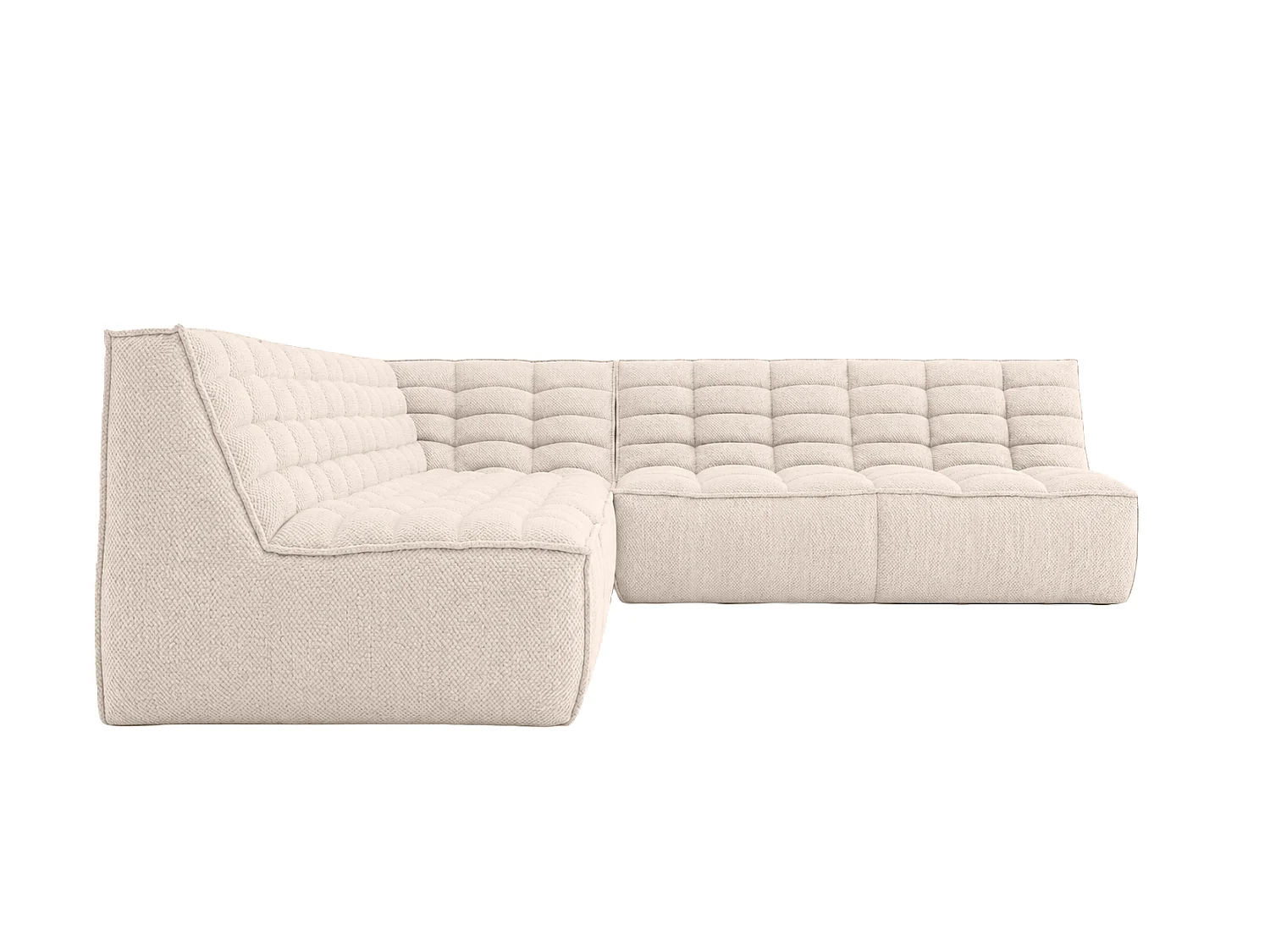 Canapé d’angle modulable en L, tissu peluche Pop, crème, gauche, LAZY L