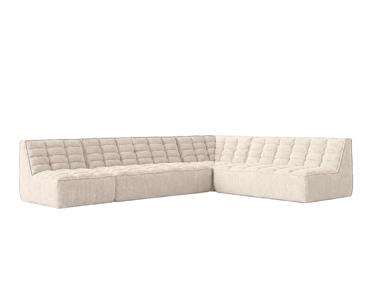 Canapé d’angle modulable en L, tissu peluche Pop, crème, gauche, LAZY L
