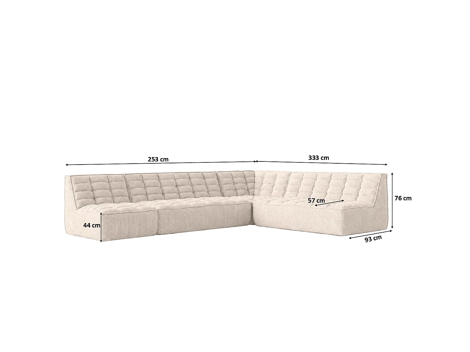 Canapé d’angle modulable en L, tissu peluche Pop, crème, gauche, LAZY L