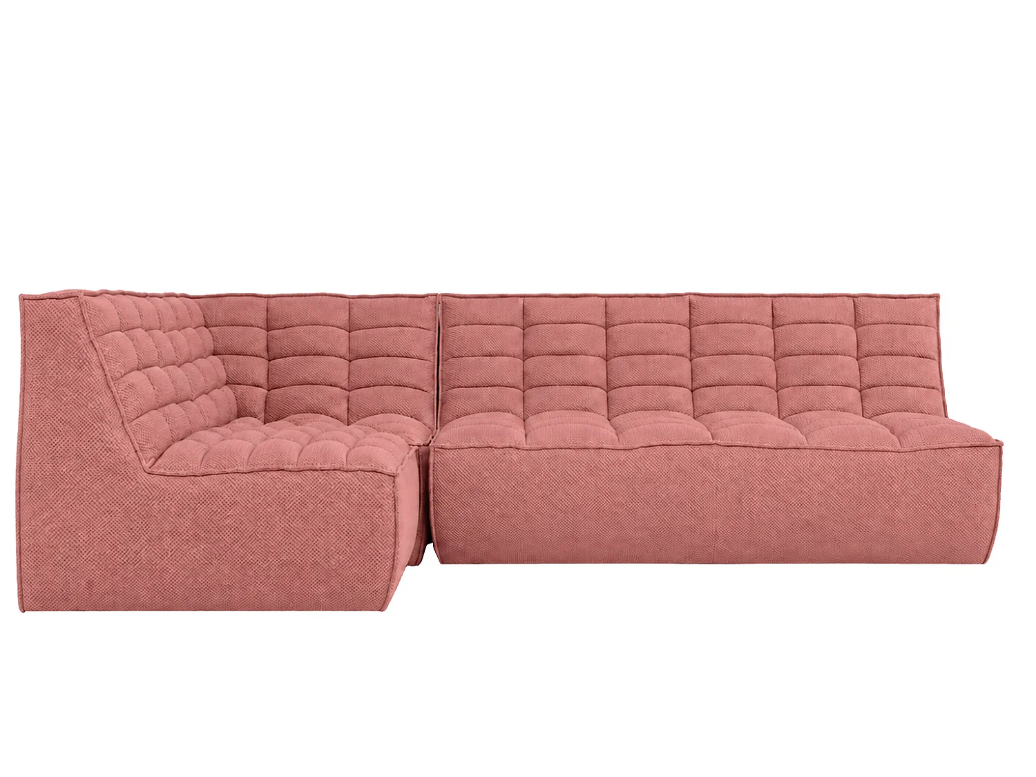 Canapé d’angle modulable en L, tissu peluche Pop, rose, gauche, LAZY L mini