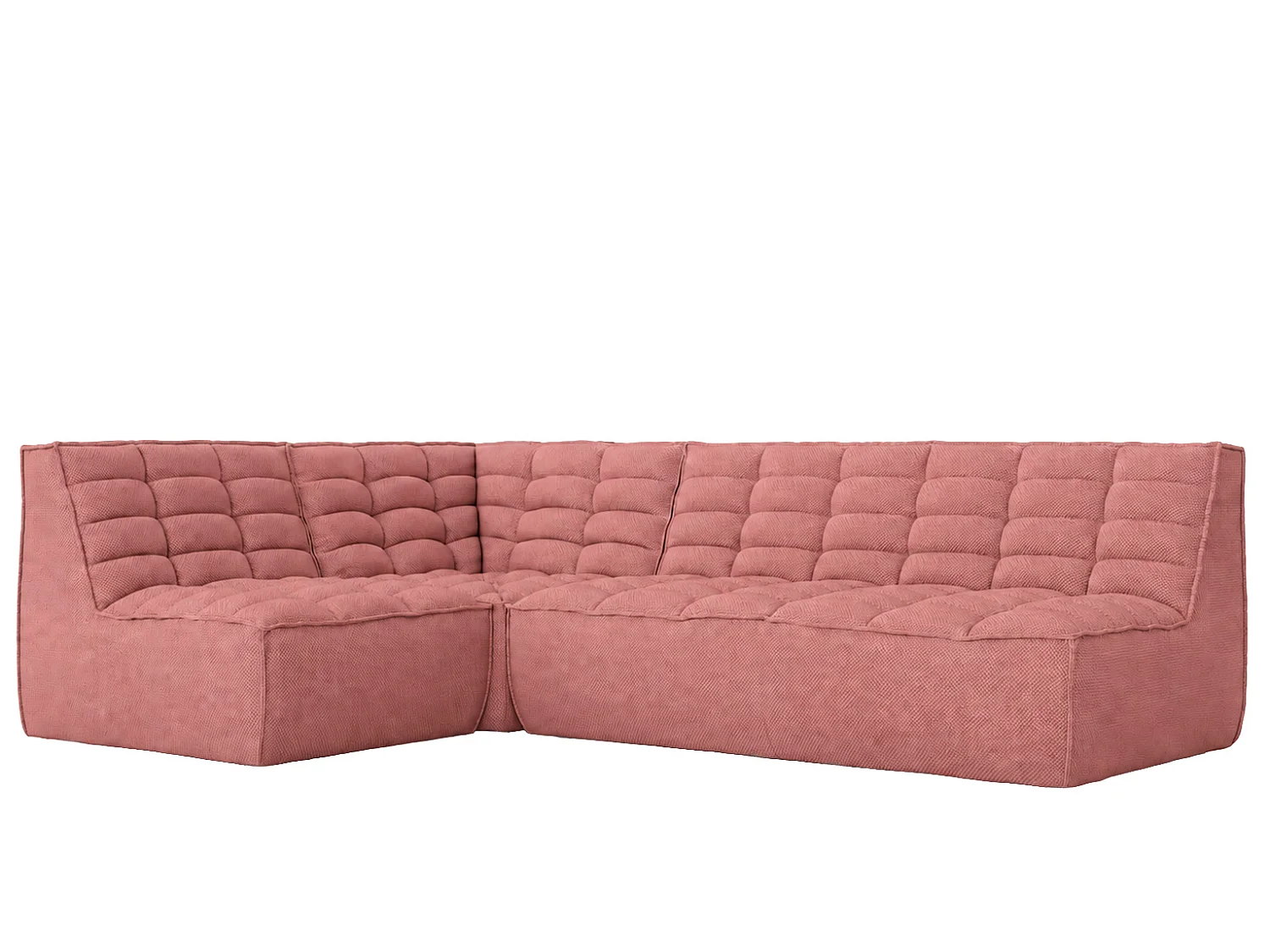 Canapé d’angle modulable en L, tissu peluche Pop, rose, gauche, LAZY L mini