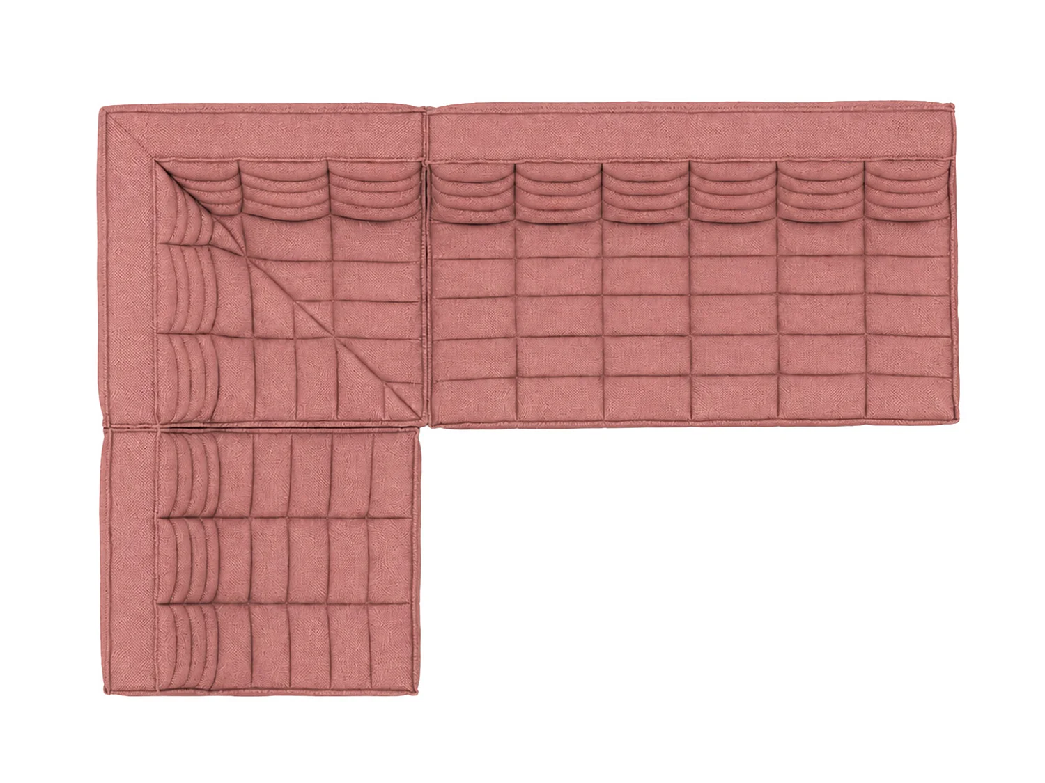 Canapé d’angle modulable en L, tissu peluche Pop, rose, gauche, LAZY L mini