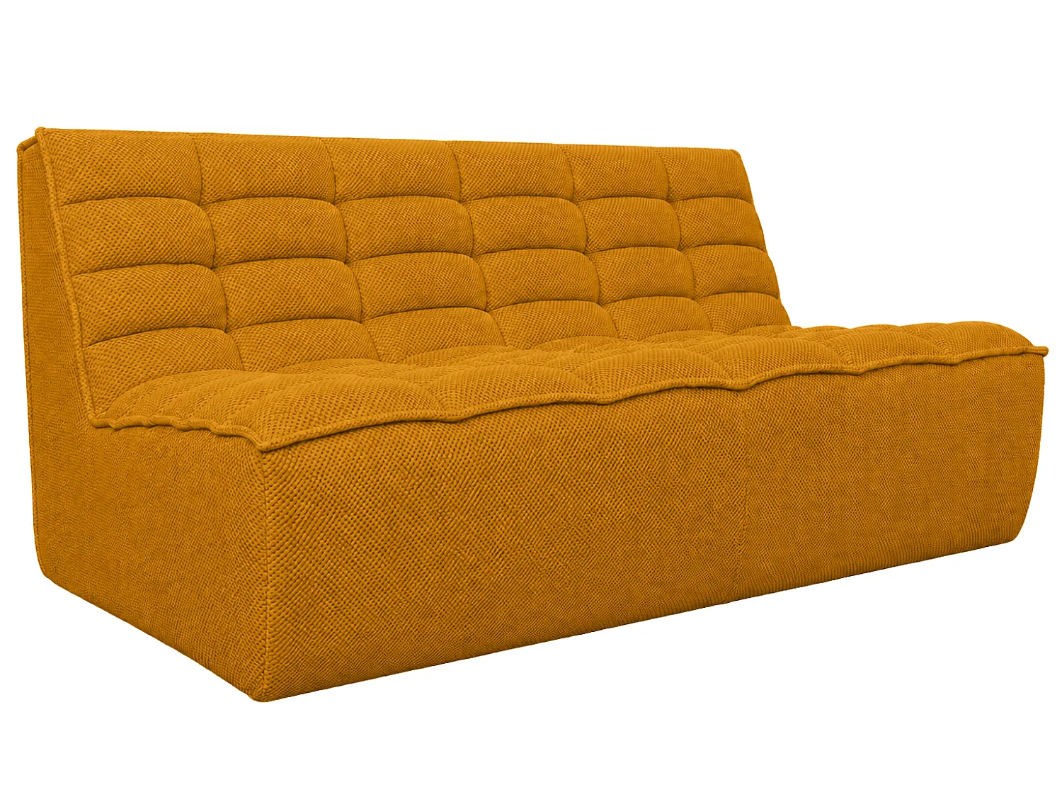Canapé 2 places modulaire, tissu peluche Pop, moutarde, LAZY
