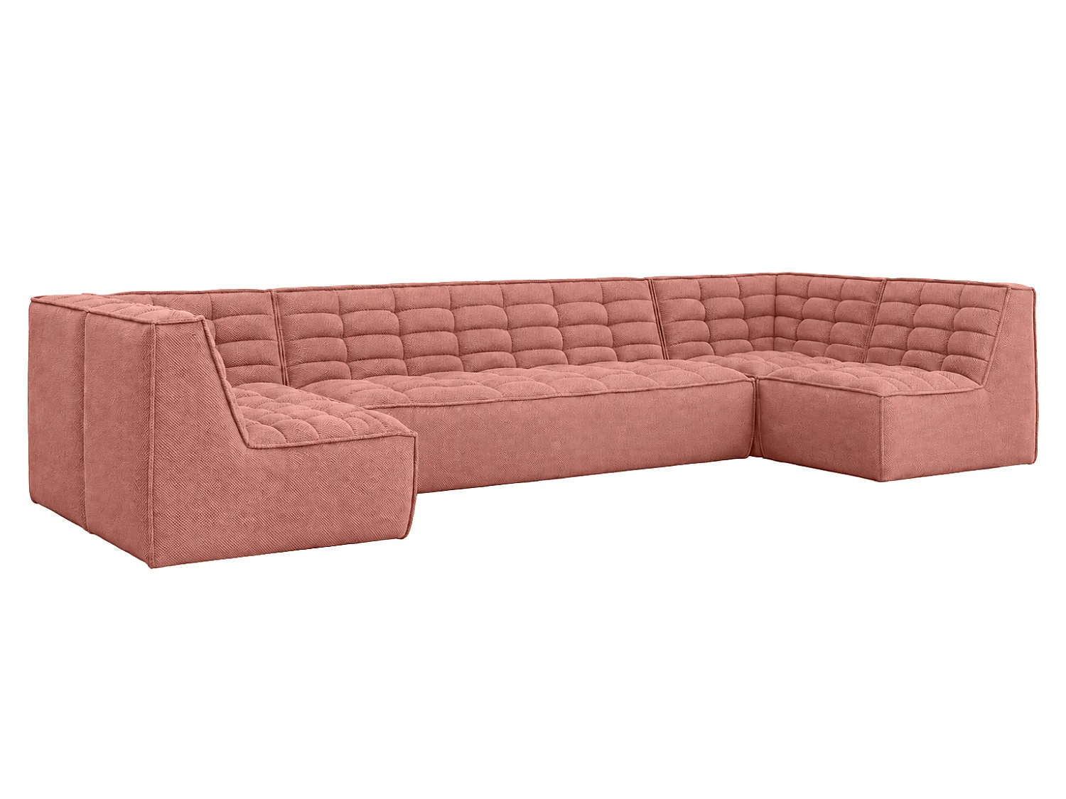 Canapé d’angle modulable en U, tissu peluche Pop, rose, LAZY U Medium