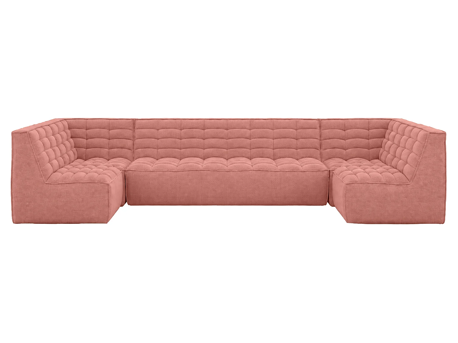 Canapé d’angle modulable en U, tissu peluche Pop, rose, LAZY U Medium