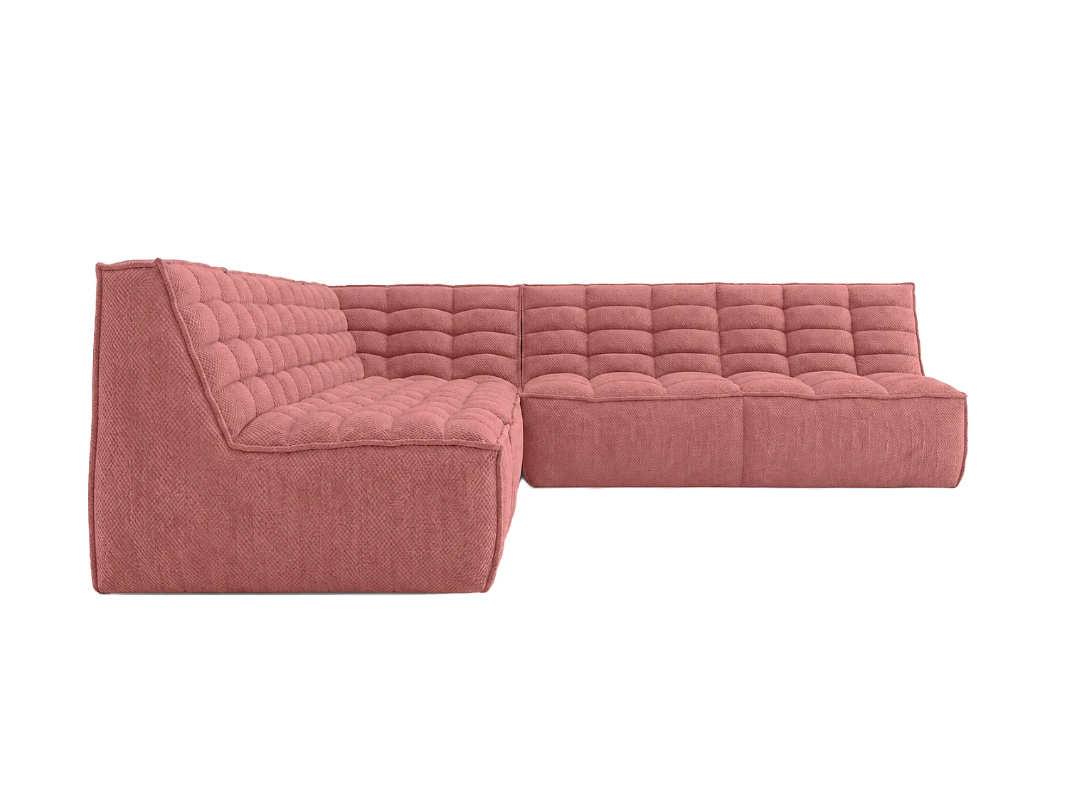 Canapé d’angle modulable en L, tissu peluche Pop, rose, gauche, LAZY L