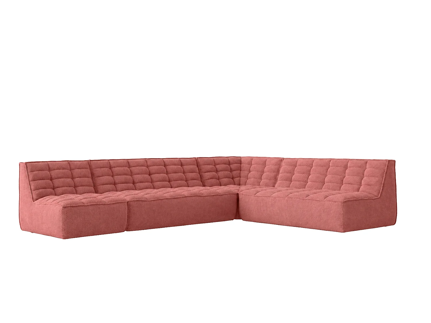 Canapé d’angle modulable en L, tissu peluche Pop, rose, gauche, LAZY L