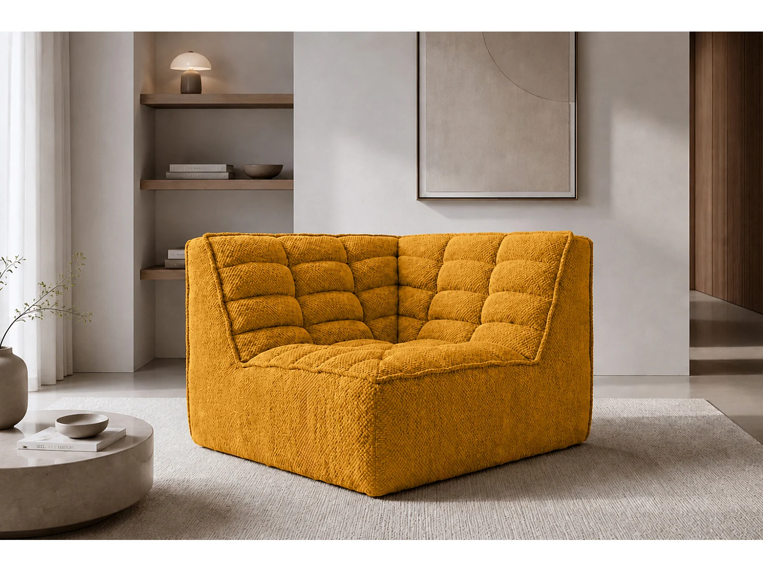 Module d’angle, module, tissu peluche Pop, moutarde, LAZY